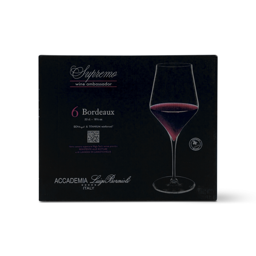 (6ks) Sklenice na červené víno Supremo Bordeaux, Luigi Bormioli, 550ml